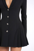 Flowering Girl Women Beulah Pleate Blazer Mini Dress in Black