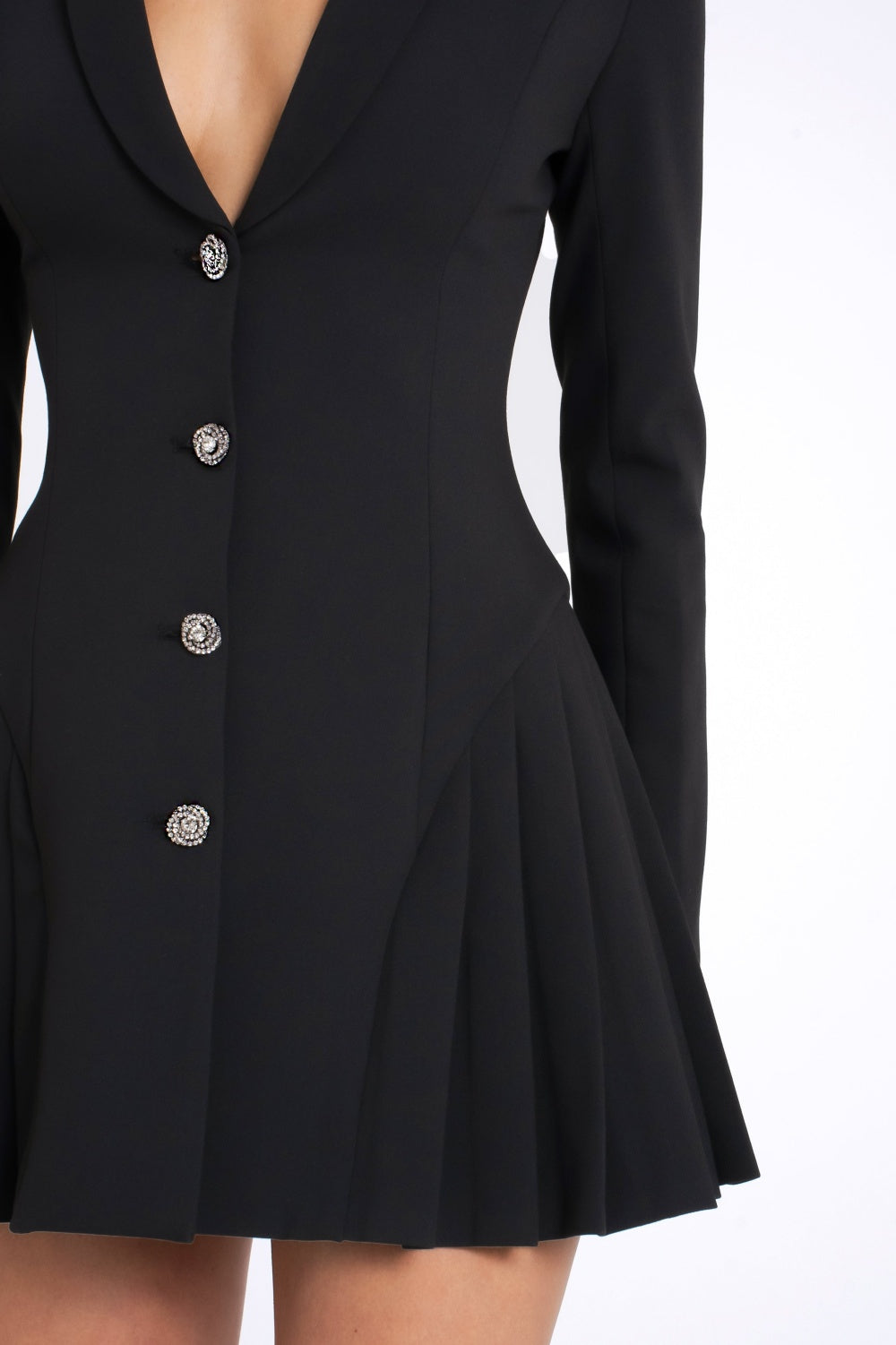Flowering Girl Women Beulah Pleate Blazer Mini Dress in Black