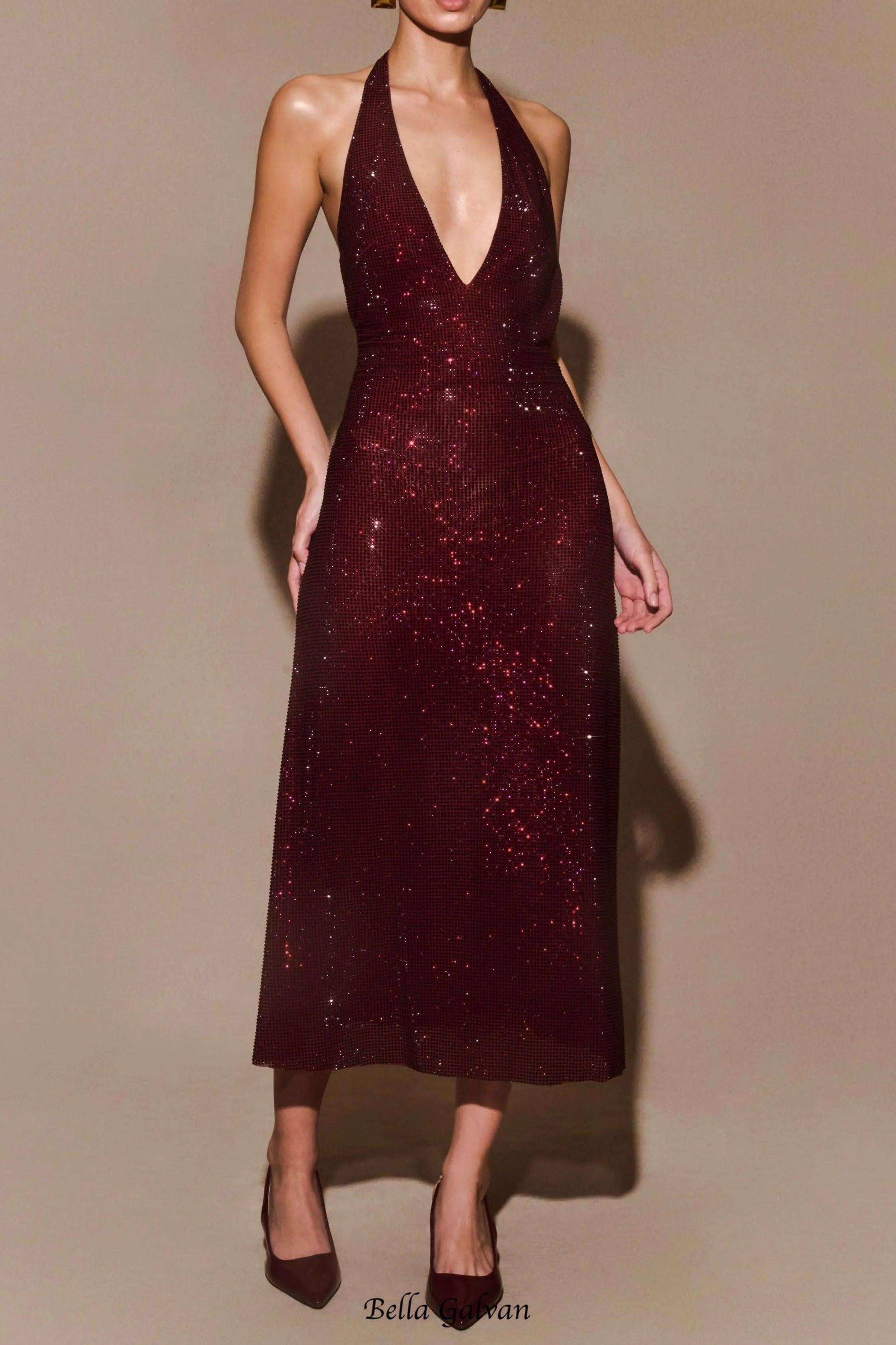 Diamond Halter Neck Midi Dress