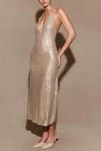 Diamond Halter Neck Midi Dress