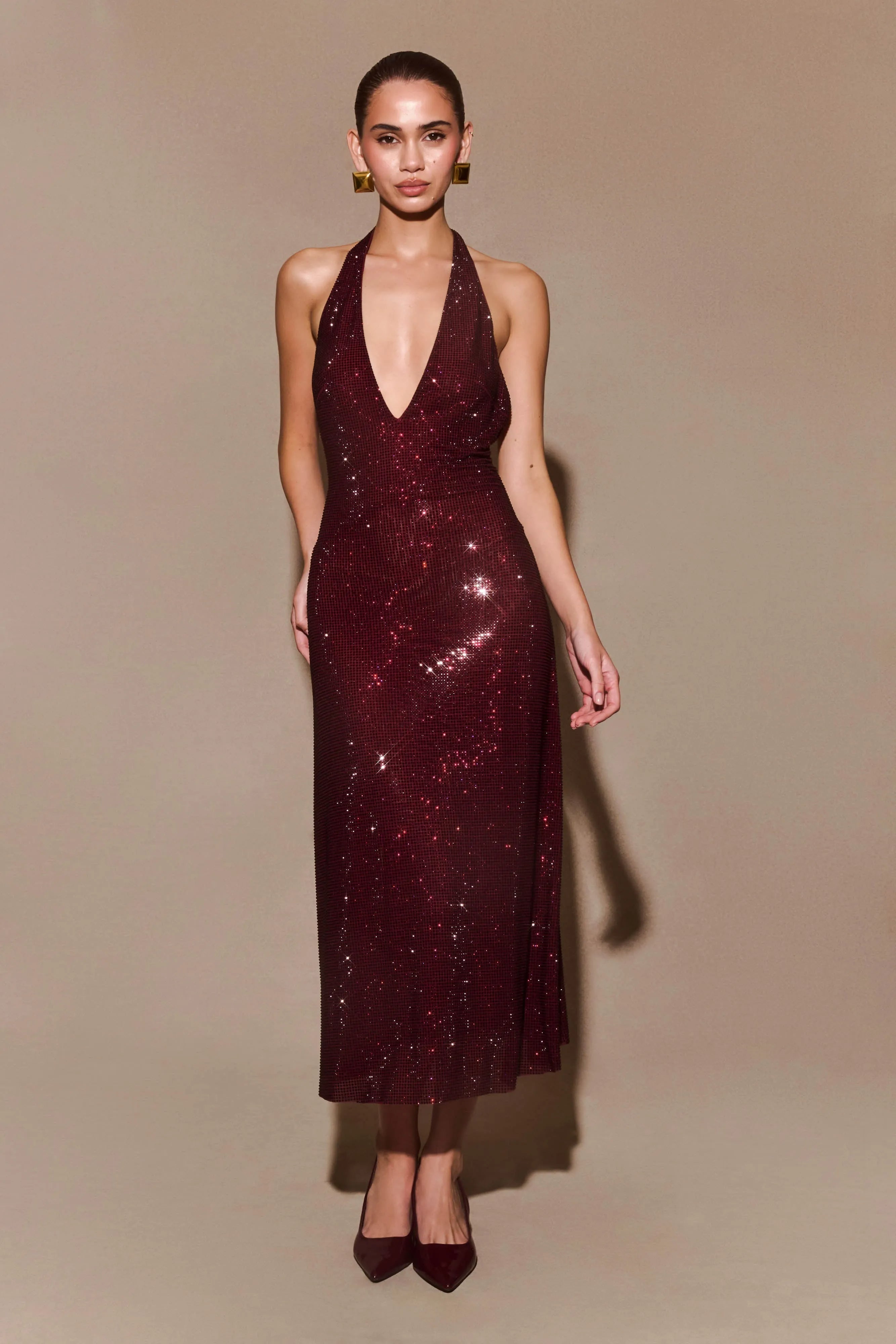 Diamond Halter Neck Midi Dress