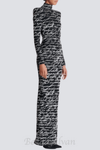 Flowering Girl Women Bexley Print Velvet Long Sleeve Maxi Dress
