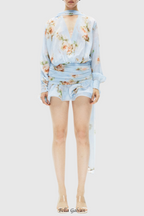 Flowering Girl Women Bhakti Floral Chiffon Ruffle Mini Dress