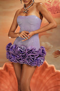 Flowering Girl Women Strapless Flower Mini Dress In Purple