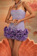 Flowering Girl Women Strapless Flower Mini Dress In Purple