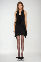 phoenix Ruffled Backless mini Dress in black