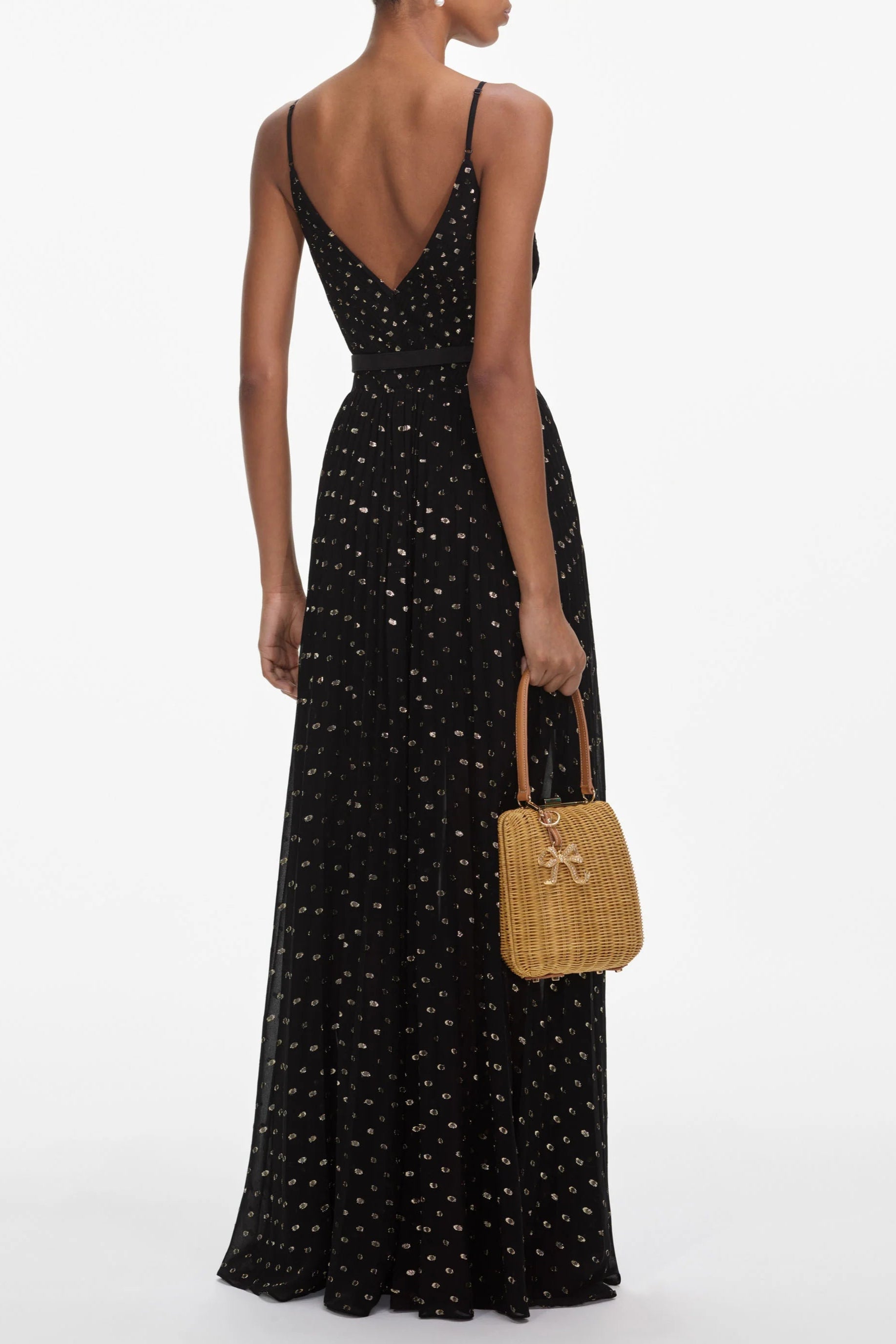 Black And Gold Chiffon Maxi Dress