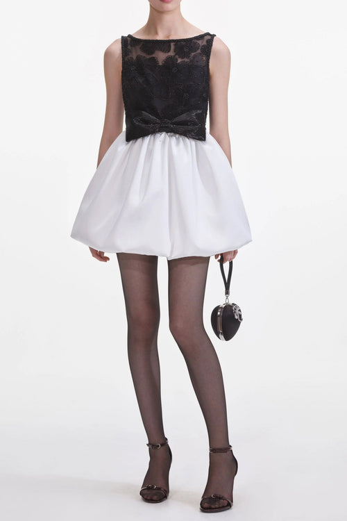 Flowering Girl Women Black And White Tulle Mini Dress