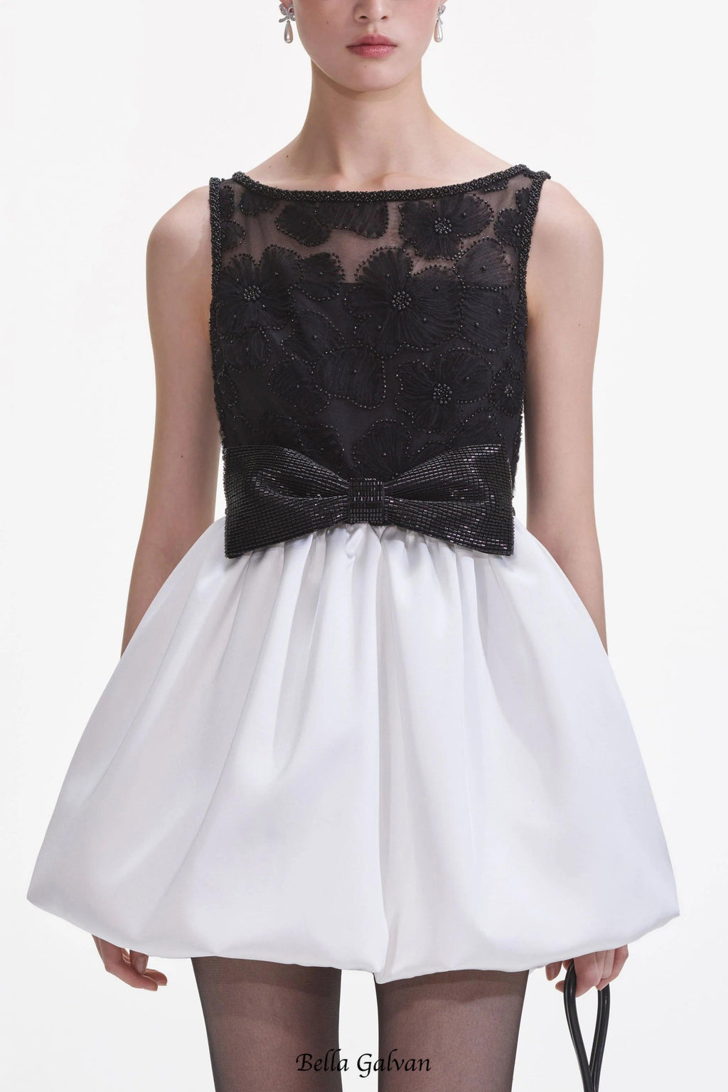 Black And White Tulle Mini Dress