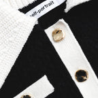 Flowering Girl Women Black Contrast Cashmere Blend Cardigan