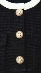 Flowering Girl Women Black Knit Contrast Collar Mini Dress