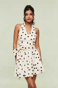 Flowering Girl Women Blai Dot Bow Ruffle Mini Dress
