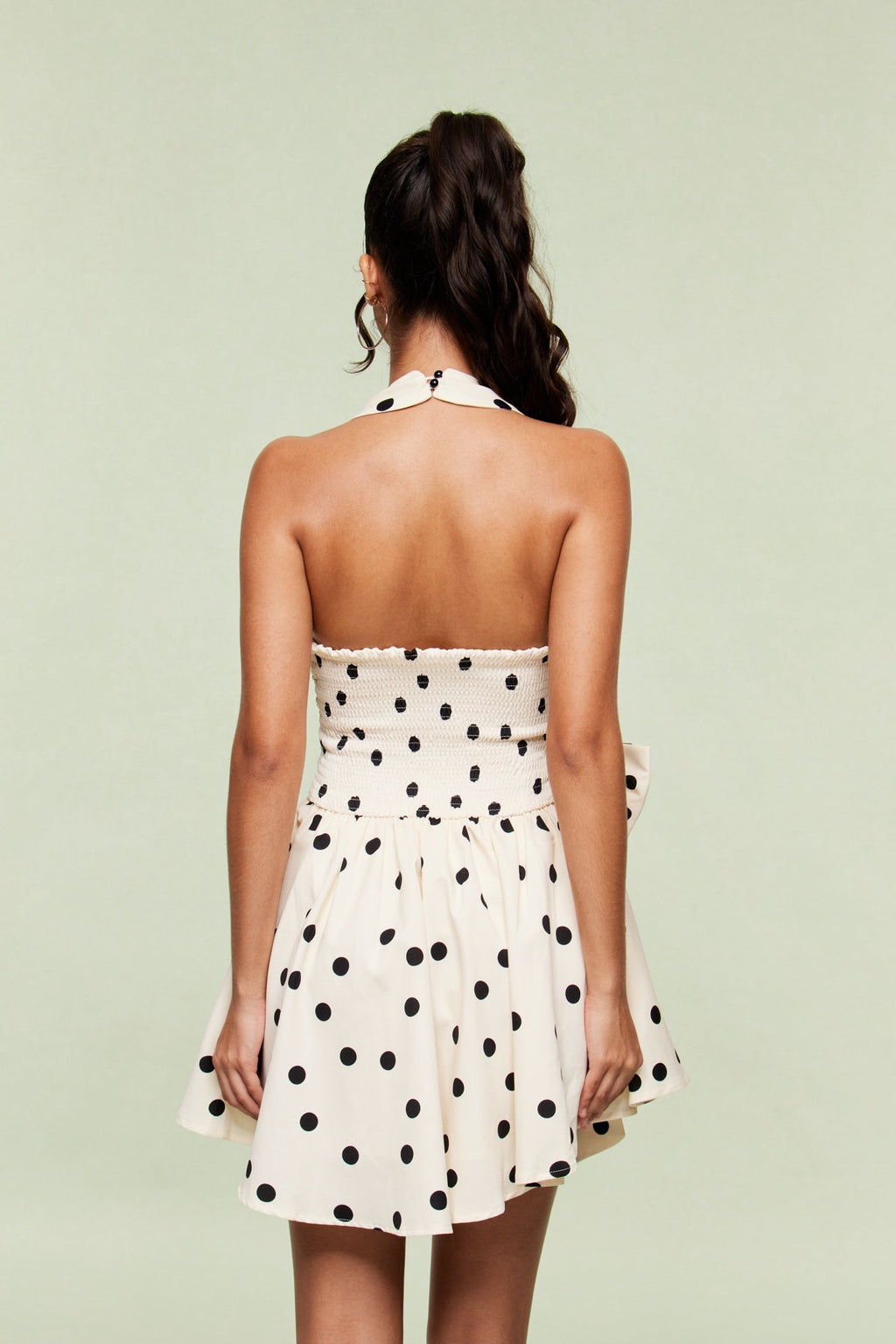 Flowering Girl Women Blai Dot Bow Ruffle Mini Dress