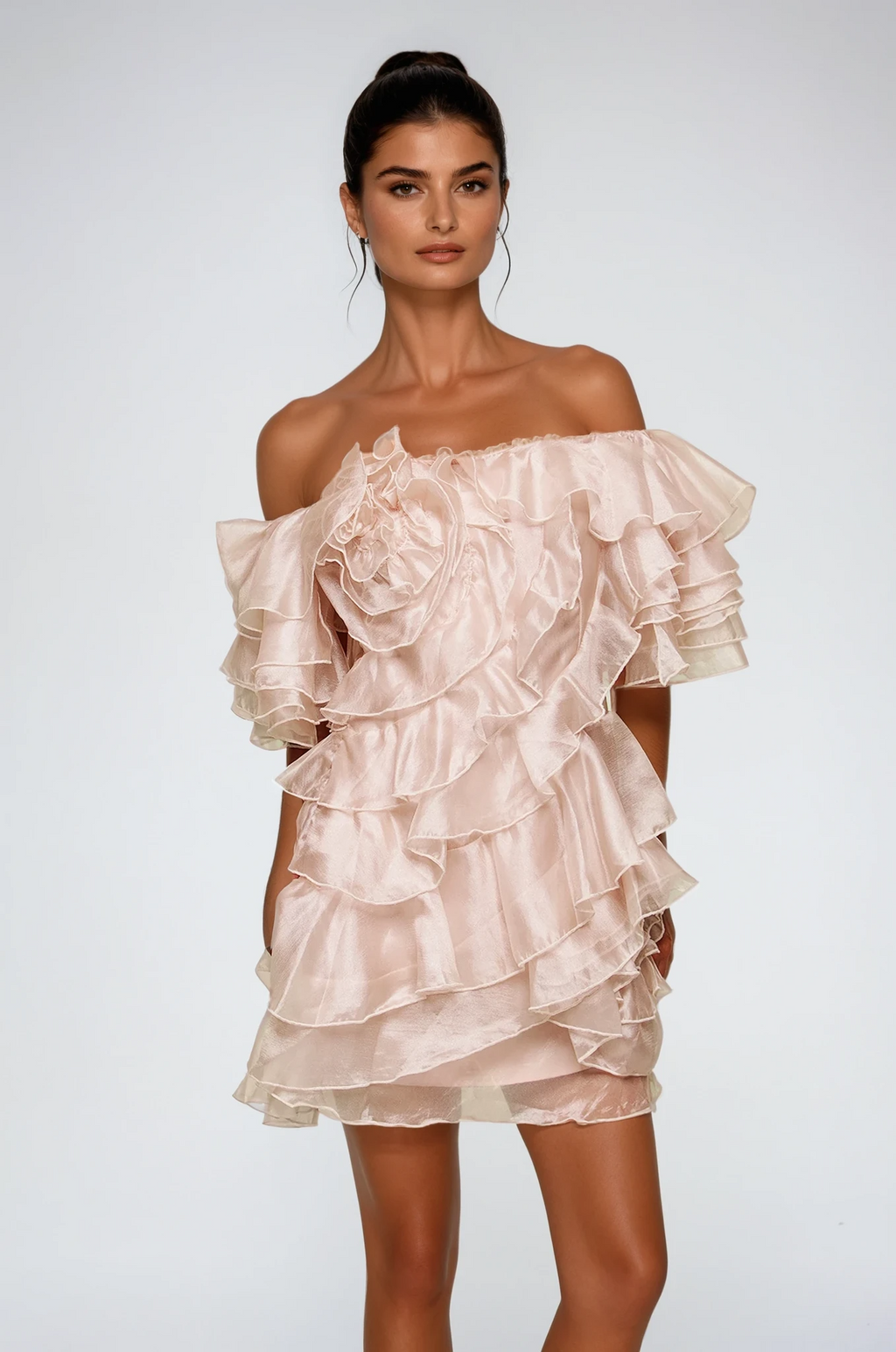 Flowering Girl Women Blandine Ruffle Ruch Mini Dress