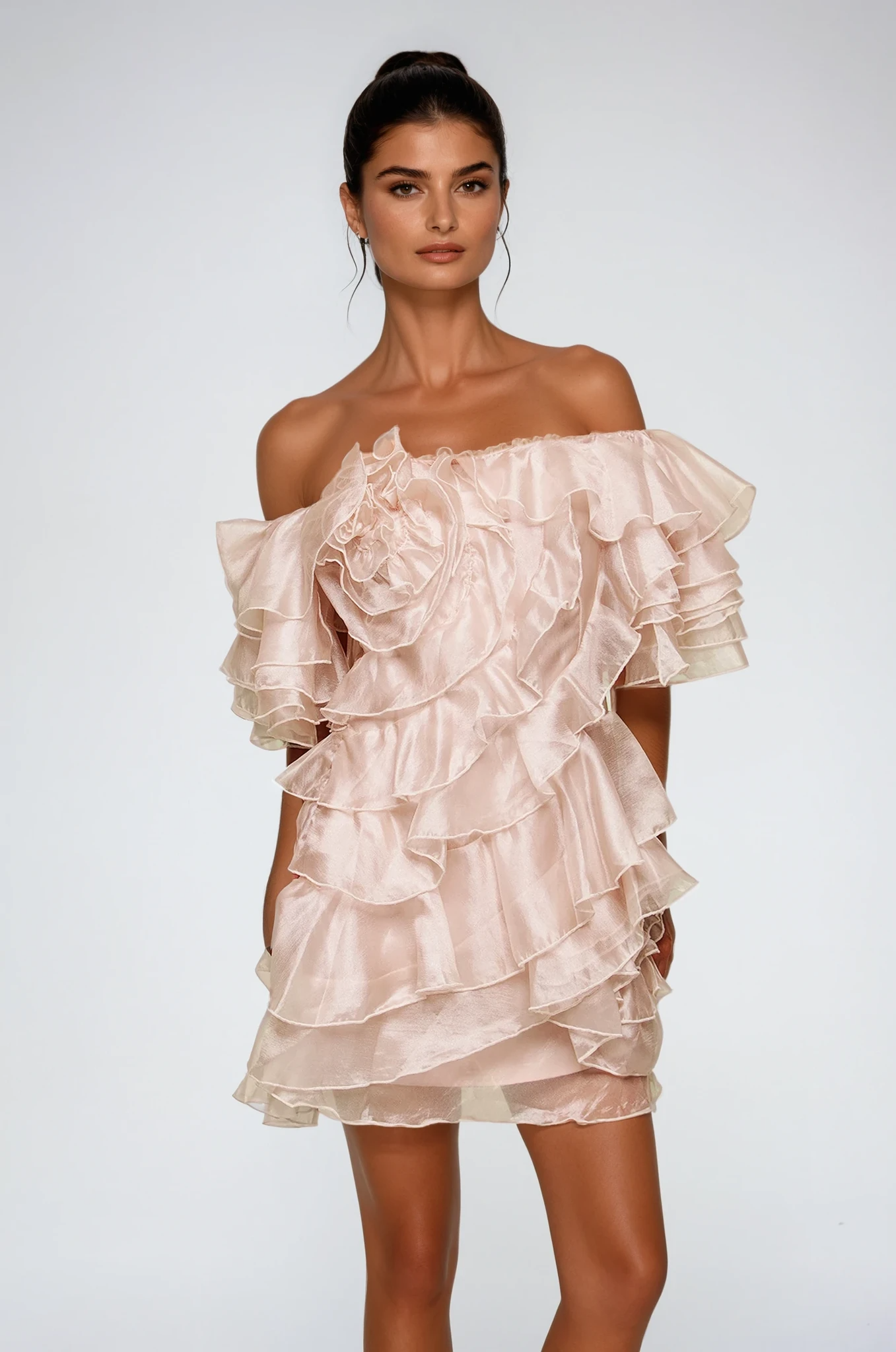 Flowering Girl Women Blandine Ruffle Ruch Mini Dress