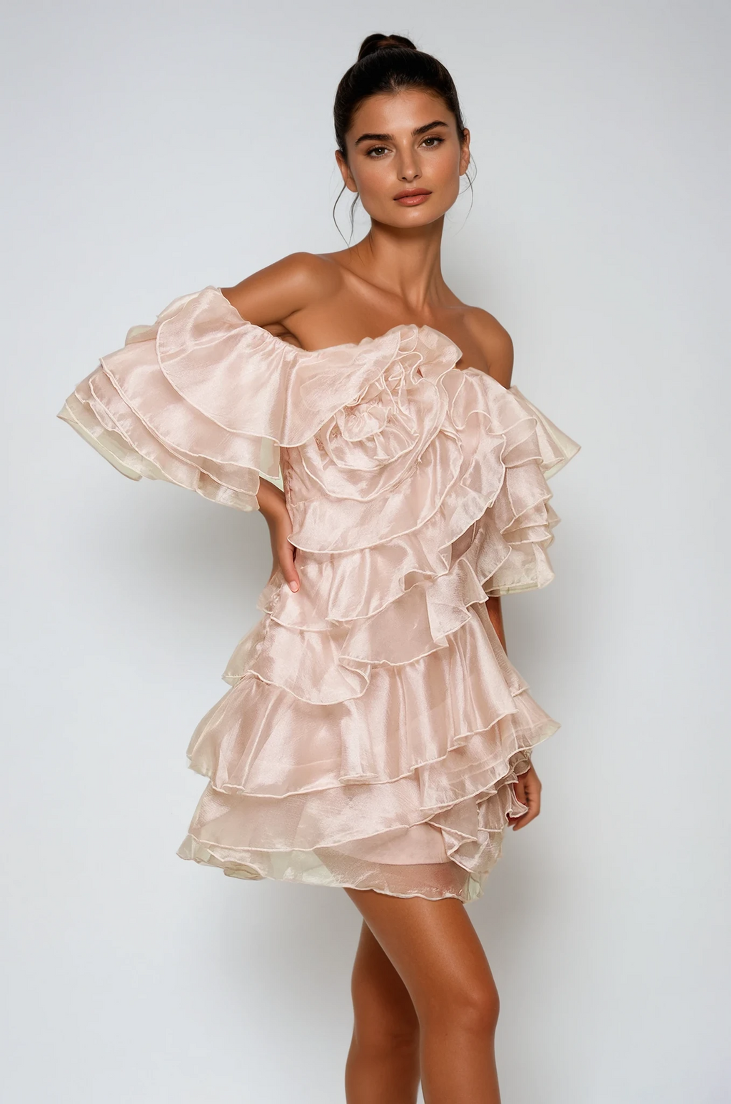 Flowering Girl Women Blandine Ruffle Ruch Mini Dress