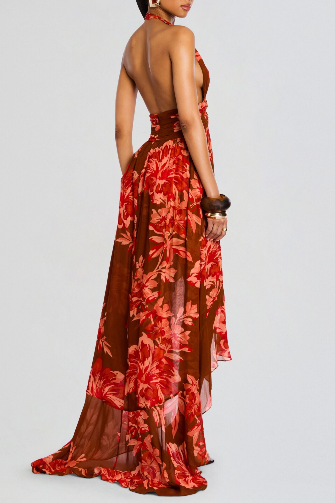 Flowering Girl Women Floral Halter Print Maxi Dress