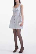 Flowering Girl Women Blue Boucle Sleeveless Mini Dress