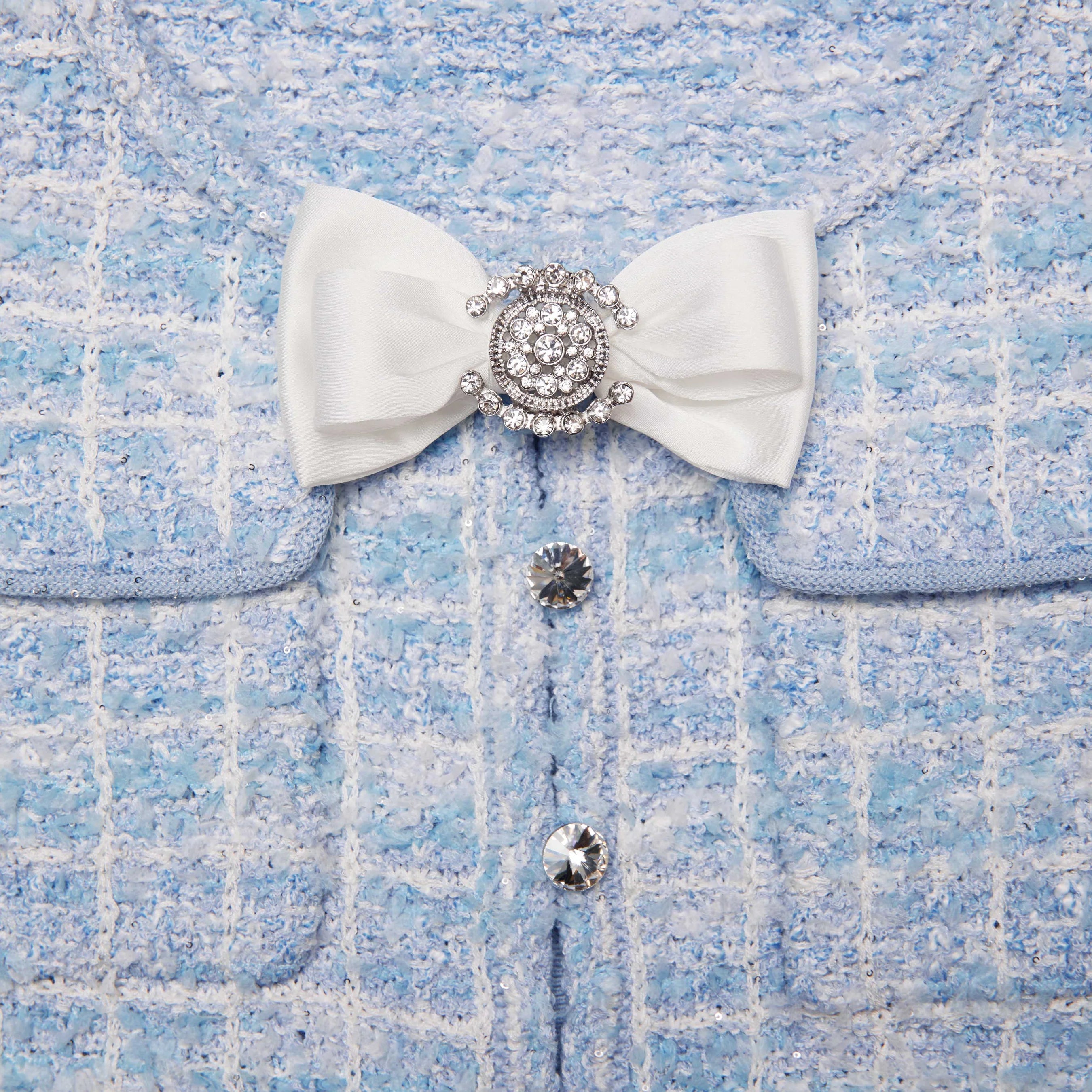 Flowering Girl Women Blue Check Knit Mini Dress