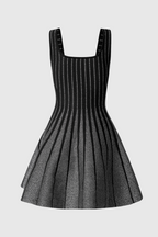 Flowering Girl Women Bolboli Glitter Jacquard Knit Flared Mini Dress