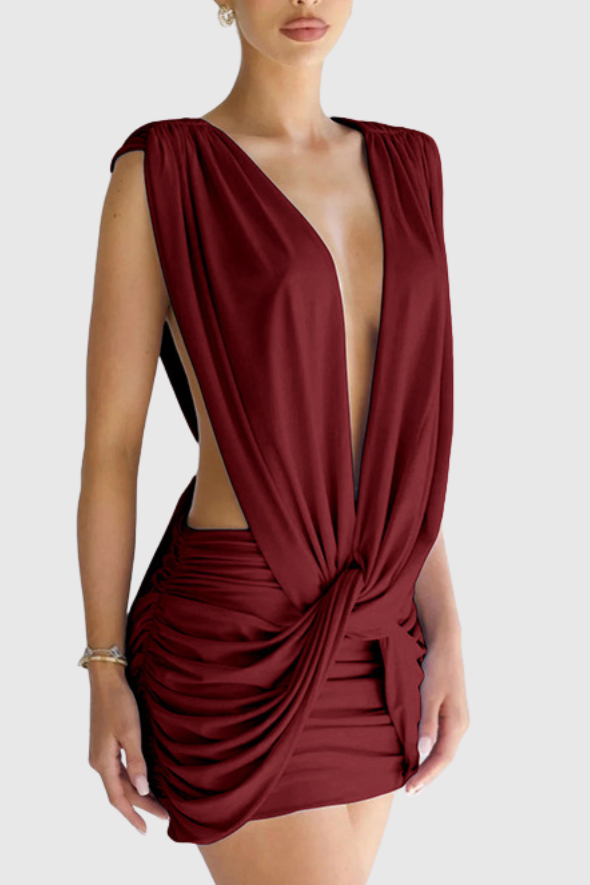 Flowering Girl Women Boonea Draped Mini Dress - Wine
