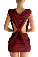 Flowering Girl Women Boonea Draped Mini Dress - Wine