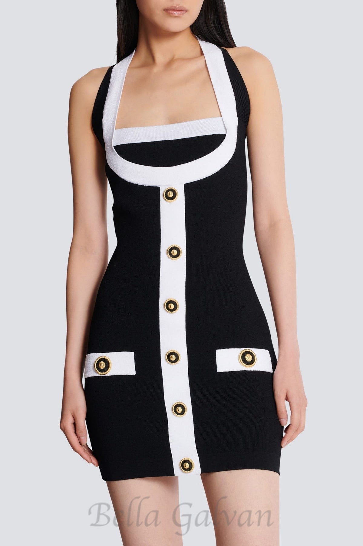 Flowering Girl Women Brica Two-tone Halter Mini Bandage Dress