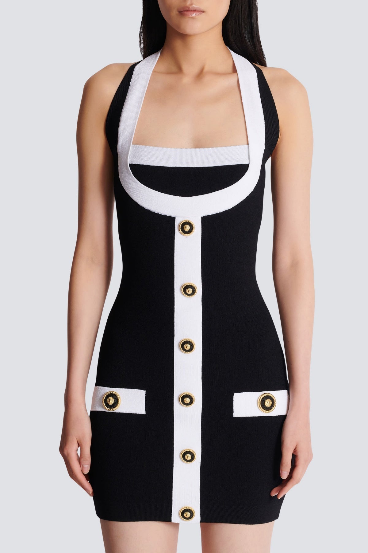 Flowering Girl Women Brica Two-Tone Halter Mini Bandage Dress