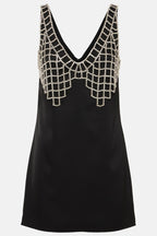 Flowering Girl Women Briony Crystal Embellished Satin Mini Dress - Black