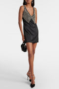 Flowering Girl Women Briony Crystal Embellished Satin Mini Dress - Black