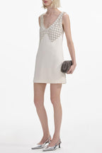 Flowering Girl Women Briony Crystal Embellished Satin Mini Dress - White