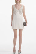 Flowering Girl Women Briony Crystal Embellished Satin Mini Dress - White