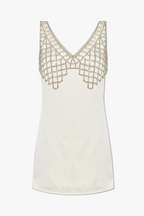 Flowering Girl Women Briony Crystal Embellished Satin Mini Dress - White