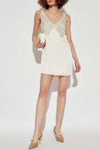 Flowering Girl Women Briony Crystal Embellished Satin Mini Dress - White