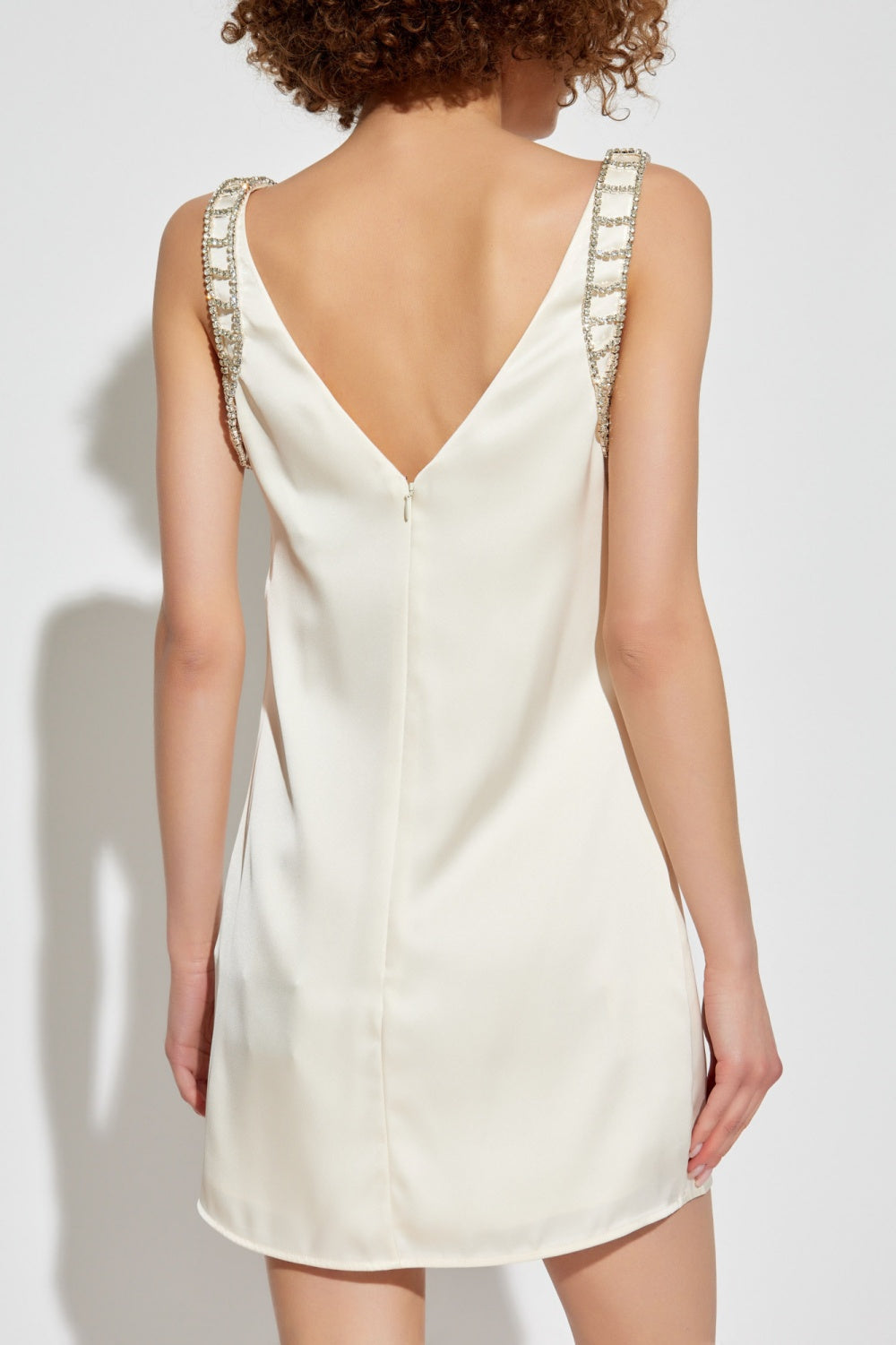 Flowering Girl Women Briony Crystal Embellished Satin Mini Dress - White