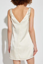Flowering Girl Women Briony Crystal Embellished Satin Mini Dress - White
