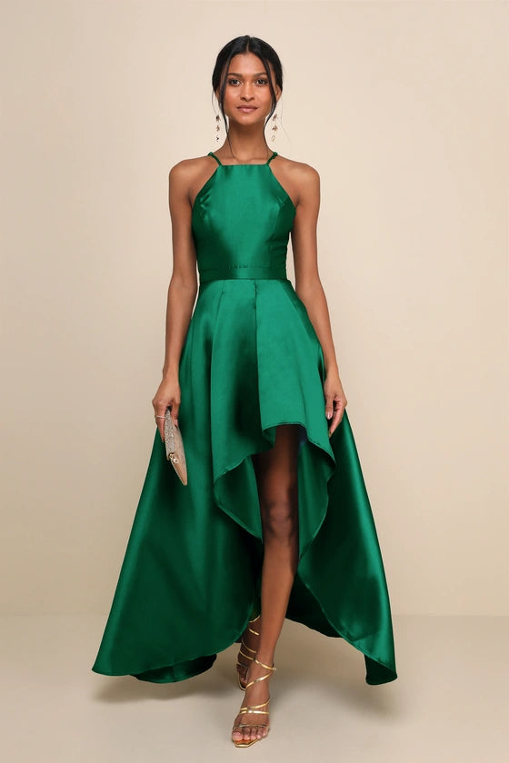 Flowering Girl Women Broadway Show Emerald Green High-Low Gown
