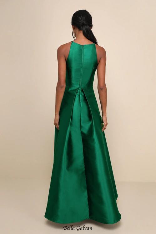 Flowering Girl Women Broadway Show Emerald Green High-Low Gown