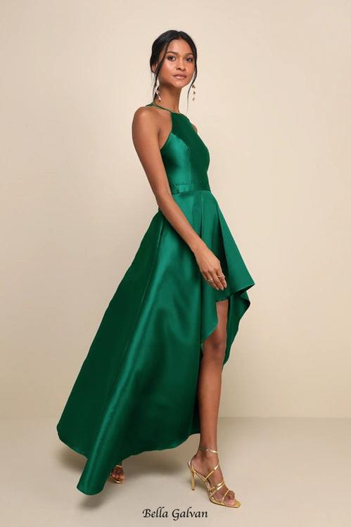 Flowering Girl Women Broadway Show Emerald Green High-Low Gown