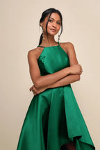 Flowering Girl Women Broadway Show Emerald Green High-Low Gown
