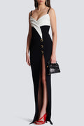 Flowering Girl Women Bruna Two-Tone Split Maxi Bandage Dress
