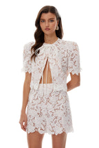 kelly White hollow Lace Top & Short Set