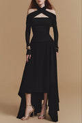 Silouh Long Sleeve Midi Dress