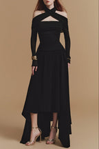 Silouh Long Sleeve Midi Dress