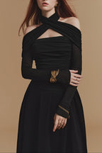 Silouh Long Sleeve Midi Dress
