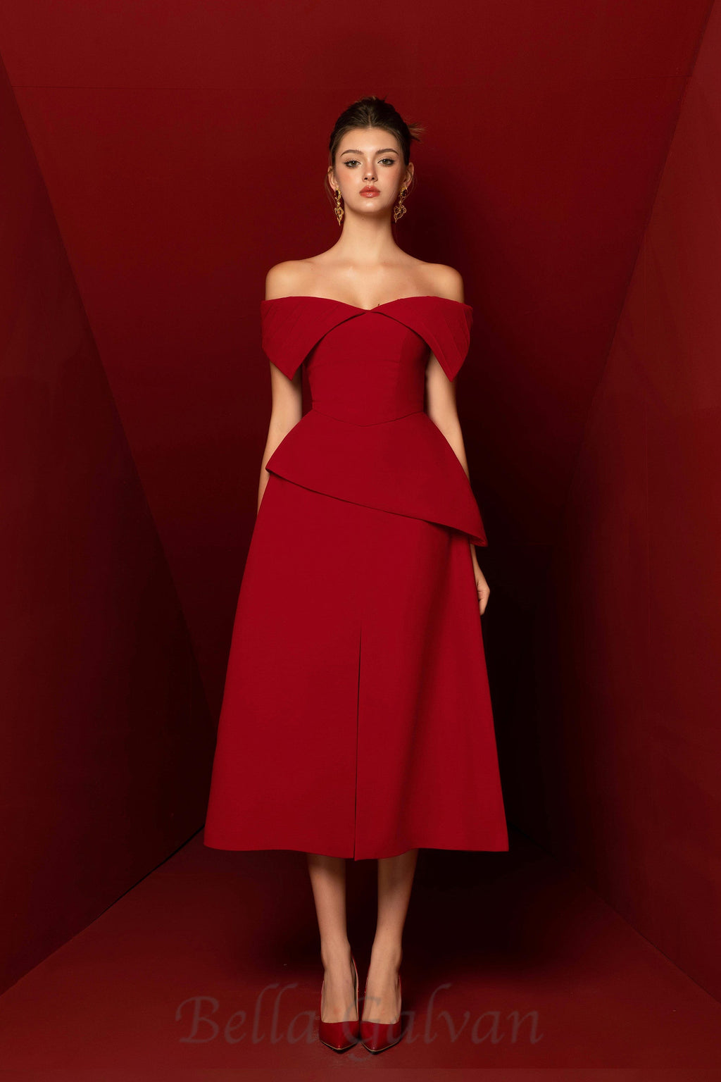 Flowering Girl Women Harper Off-shoulder Set in red