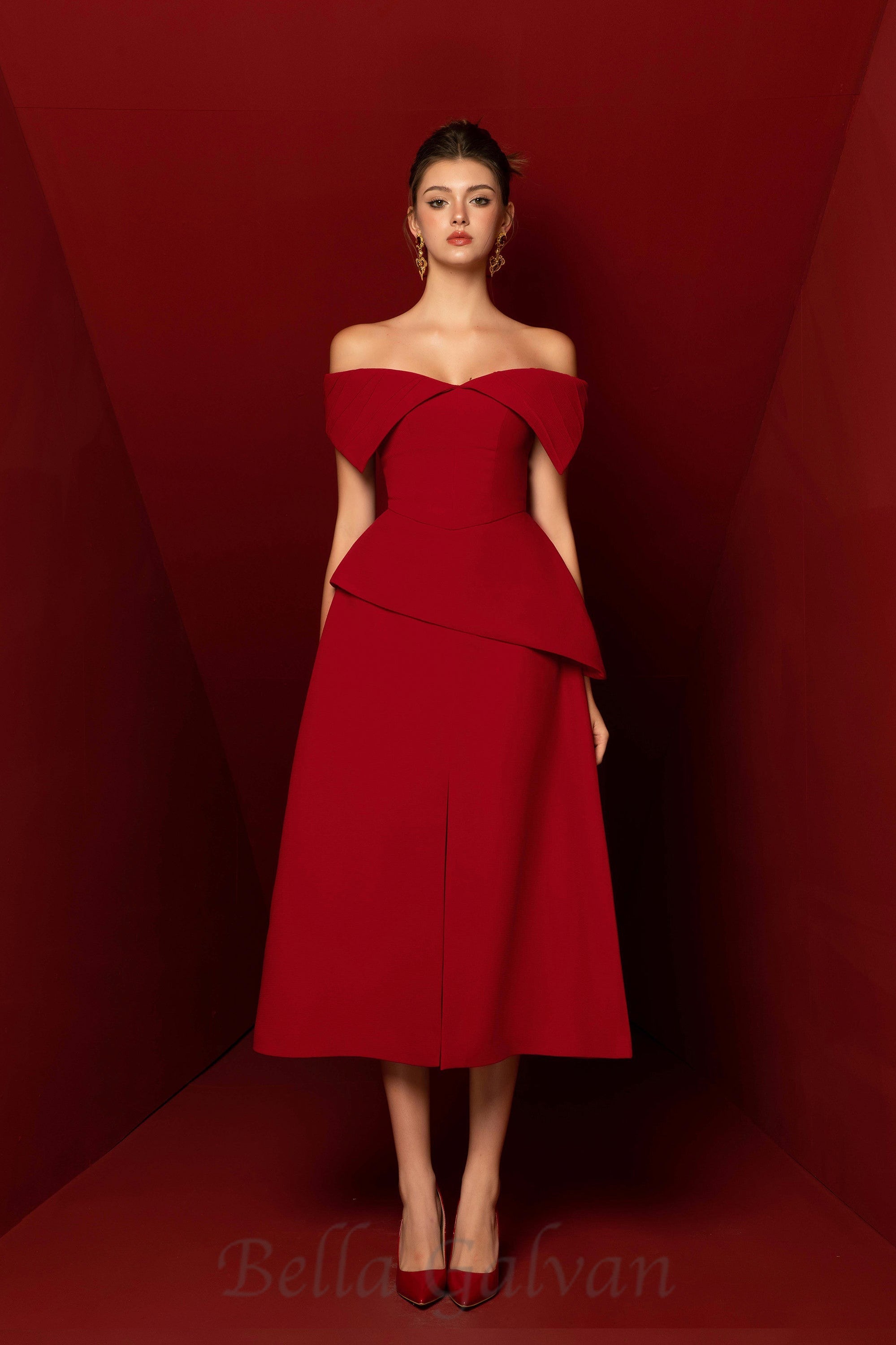 Flowering Girl Women Harper Off-shoulder Set in red