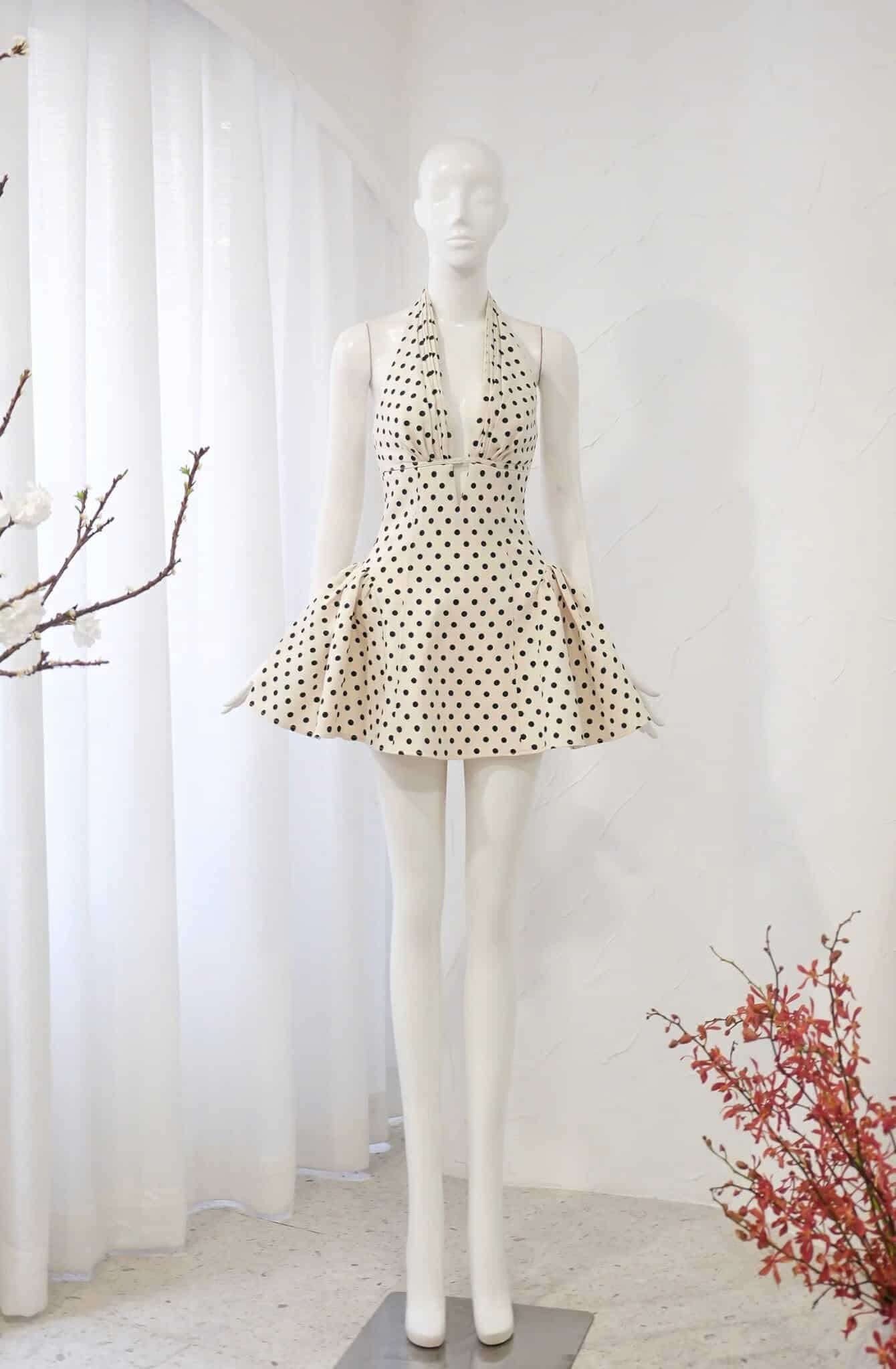 Flowering Girl Women Tiffany Plunge Dot Mini Dress