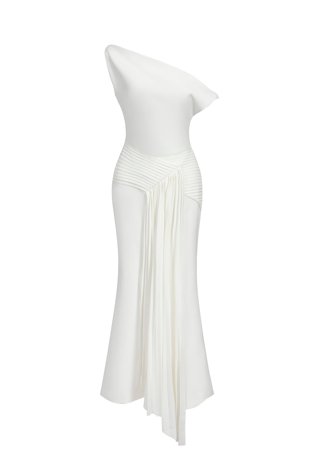 Flowering Girl Women Paulina Oblique Shoulder Sleeveless Folds Midi Dress