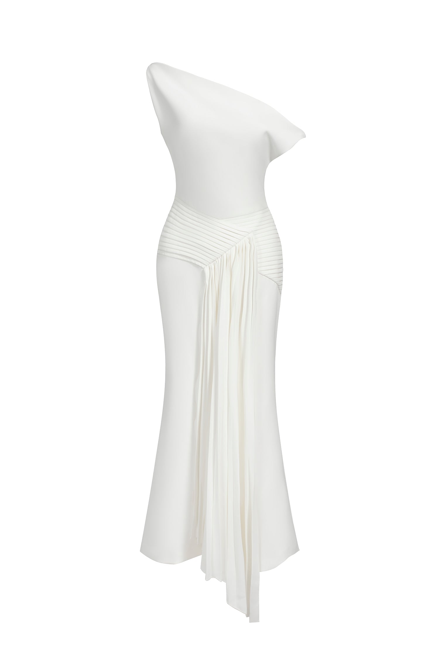Flowering Girl Women Paulina Oblique Shoulder Sleeveless Folds Midi Dress